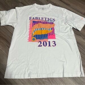 Fabletics Vintage White Neon Color Graphic T-Shirt; Large